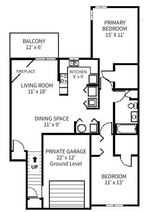 A black and white image of a house floor plan.
